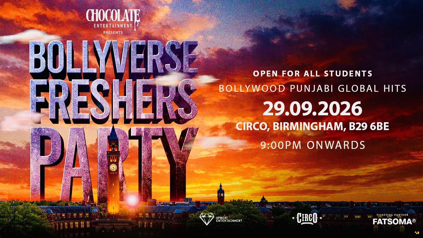 BIRMINGHAM FRESHERS 2026 - BOLLYVERSE FRESHERS PARTY - 29 SEPTEMBER - CIRCO🤡